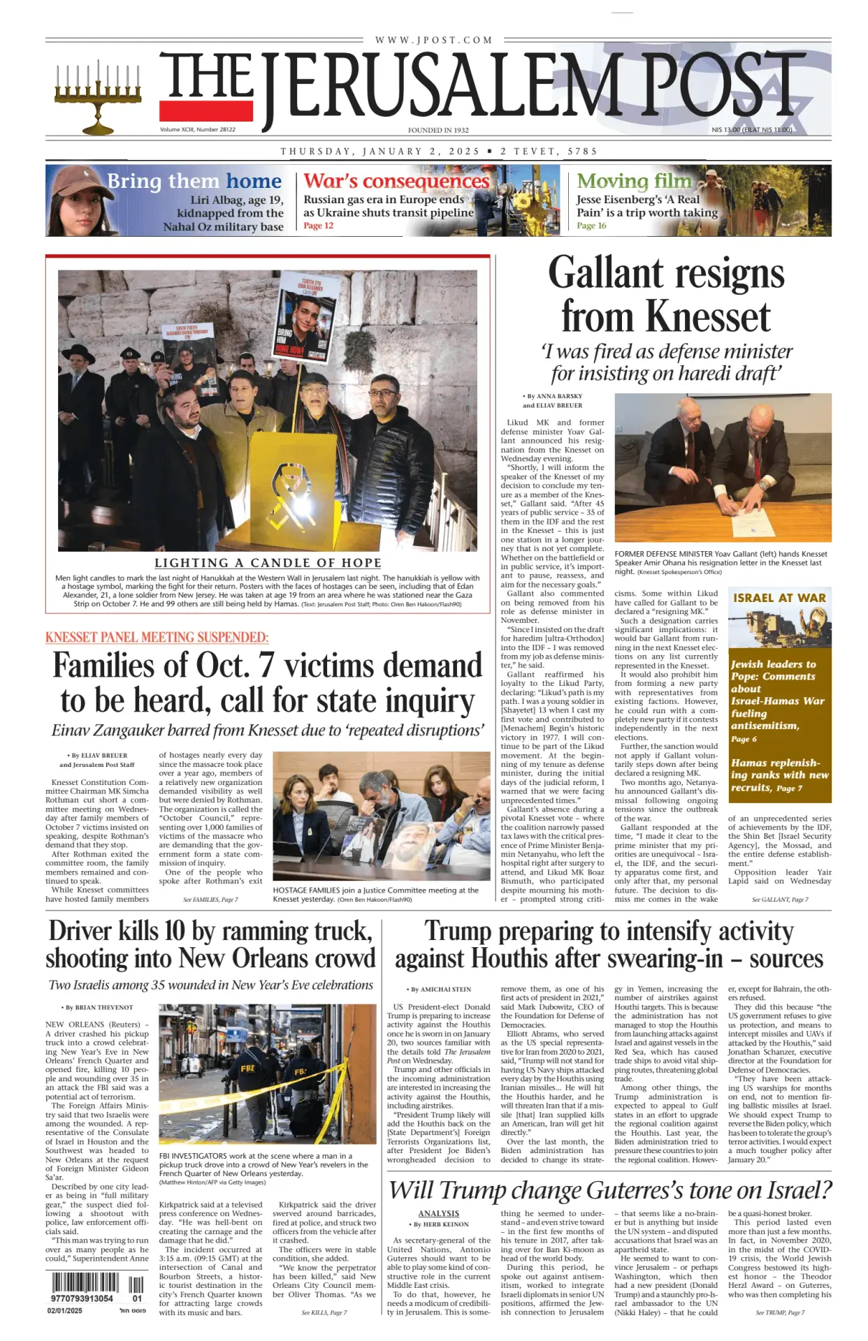 Prima-pagina-the jerusalem post-edizione-di-oggi-02-01-2025